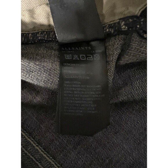 AllSaints Jeans Mens W34 Blue Denim Cigarette Skinny Fit Stretch Button Fly - Picture 13 of 14